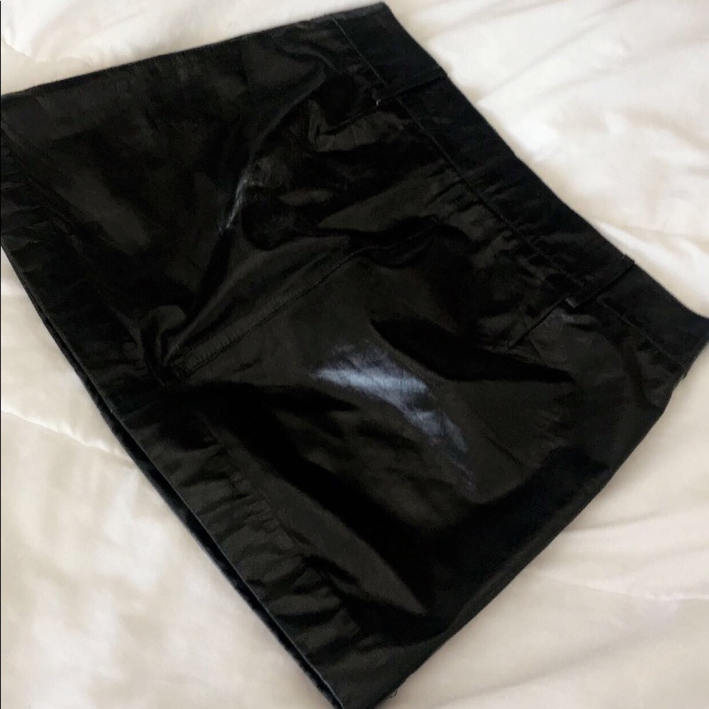 Black faux leather mini skirt